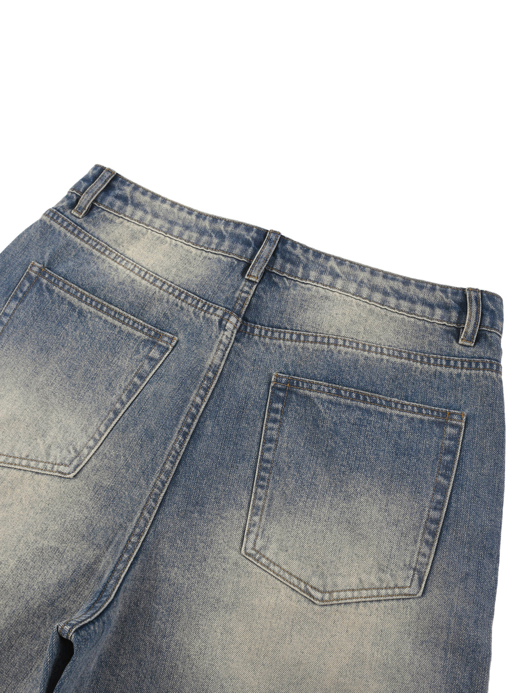 “Red Stripe” Faded Distressed Baggy Denim Shorts